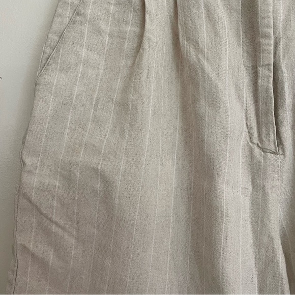 Vintage 90s Cotton-Linen Striped Highwaisted Shorts - Picture 10 of 13